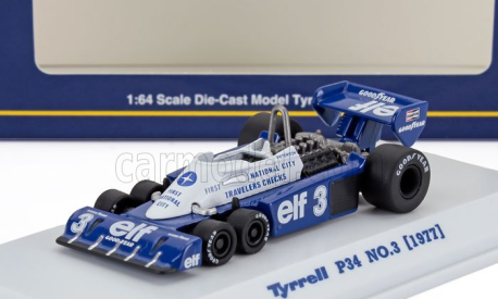 Kyosho Tyrrell F1  P34 Elf 6 Wheeler N 3 Season 1977 Ronnie Peterson 1:64 Modrá Bílá