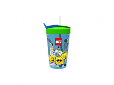 LEGO láhev s brčkem 0.5L - Iconic Boy modrá