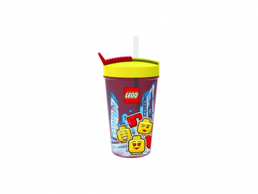 LEGO láhev s brčkem 0.5L - Iconic Girl červená