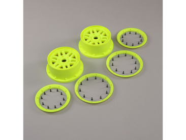 Losi disk kola, beadlock fluor. žlutý (2): 5ive-T 2.0