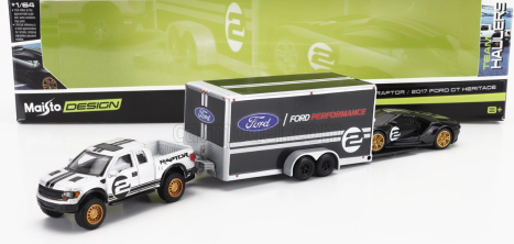 Maisto Ford usa F-150 Raptor Pick-up 2010 With Trailer Car Transporter + Gt N 2 2017 1:64 Černá Stříbrná