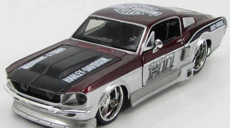Maisto Ford usa Mustang Gt Custom Harley-davidson 1967 1:24 Bordeaux Met Silver