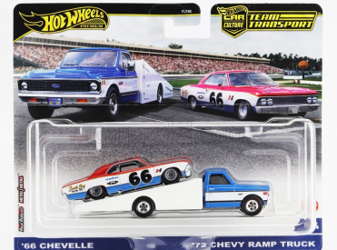 Mattel hot wheels Chevrolet Chevy Ramp Truck With Chevelle N 66 Racing 1966 1:64 Modrá Bílá Červená