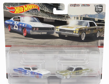 Mattel hot wheels Ford usa Set 2x Torino Talladega N 25 Racing + Chevrolet Chevelle N 86 Racing 1966 1:64 Bílé Modré Zlato