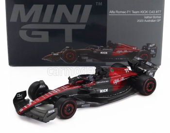 Mini-gt Alfa romeo F1  C43 Team Stake N 77 Australian Gp 2023 Valtteri Bottas 1:64 Černá Červená