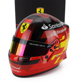 Mini helmet Bell helmet Casco Helmet F1 Carlos Sainz Team Ferrari 2024 1:2 Červená Černá Žlutá
