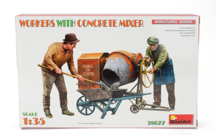 Miniart Figures Workers With Concrete Mixer 1:35 /