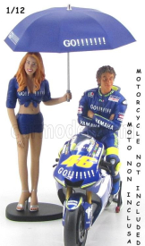 Minichamps Figures Pilota Valentino Rossi E Ombrellina Motogp 2004 - World Champion 1:12 Modrá Žlutá