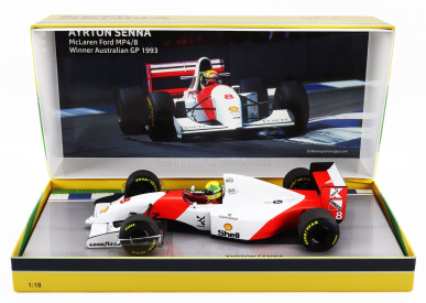 Minichamps Mclaren F1  Ford Mp4/8 V8 Team Marlboro N 8 Winner Australian Adelaide Gp 1993 Ayrton Senna 1:18 Bílá Červená