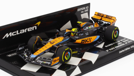 Minichamps Mclaren F1  Mcl60 Team Mclaren N 4 2nd Hungarian Gp 2023 Lando Norris 1:43 Bílá Oranžová Černá