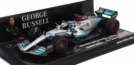 Minichamps Mercedes gp F1 W13e Team Mercedes-amg Petronas F1 N 63 Pole Position Hungarian Gp 2022 George Russell 1:43 Stříbrná Zelená