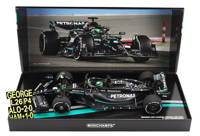 Minichamps Mercedes gp F1 W14 Team Mercedes-amg Petronas Formula One N 63 7th Bahrain Gp With Pit Board 2023 George Russell 1:18 Matt Black