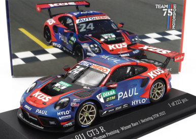 Minichamps Porsche 911 992 Gt3 R Team75 Bernhard N 24 1:43, modročervená