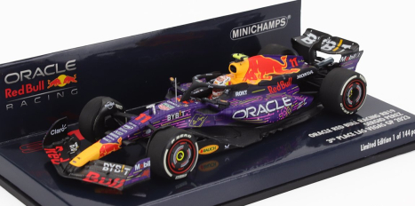Minichamps Red bull F1  Rb19 Team Oracle Red Bull Racing N 11 3rd Las Vegas Usa Gp 2023 Sergio Perez 1:43 Fialová Žlutá Červená