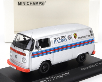 Minichamps Volkswagen T2 Delivery Van Porsche Renndienst Martini Racing Design 1972 1:43 Silver