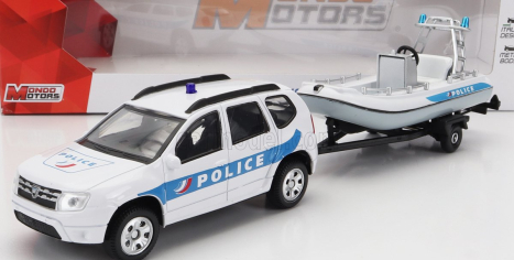 Mondomotors Dacia Duster Gendarmerie Con Carrello E Gommone 2020 - Trailer And Motorboat 1:43 Blue