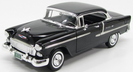 Motor-max Chevrolet Bel Air Cabriolet Closed 1955 1:18 Černá Stříbrná