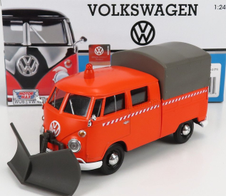 Motor-max Volkswagen T1 Pick-up Double Cabine Spazzaneve - Snowplow 1962 1:24 Orange