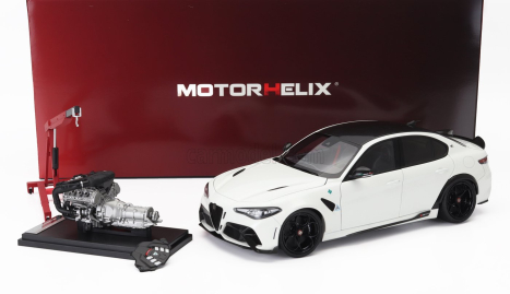 Motorhelix Alfa romeo Giulia Gta 2021 With Engine And Accessories - Full Openings 1:18 Bianco Trofeo White Met