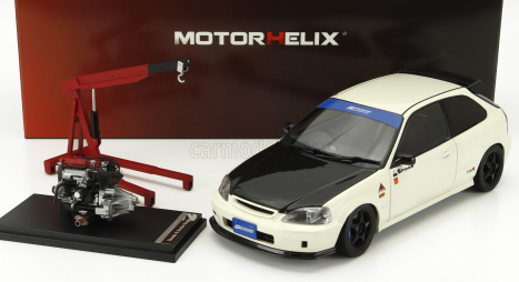 Motorhelix Honda Civic Ek9 Type R Spoon With Engine And Accessories 1999 1:18 Bílý Černý Uhlík