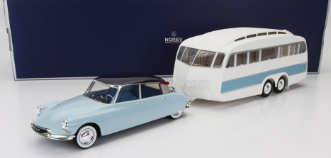 Norev Citroen Ds19 With Roulotte 1960 1:18 Modrá Bílá