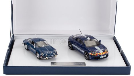 Norev Renault Set 2x A110 Alpine Gendarmerie Coupe 2022 + 1600s Coupe Gendarmerie 1971 1:43 Blue