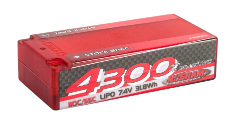 NOSRAM 4300 - Shorty Stock Spec - 110C/55C - 7.4V LiPo - 1/10 Competition Car Line Hardcas