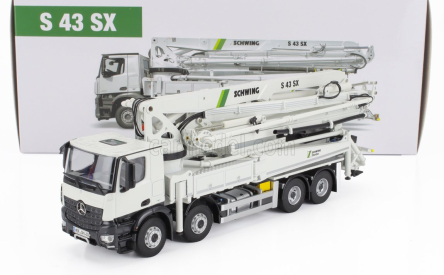 Nzg Mercedes benz Arocs 4542 Truck 4-assi 2018 - Autopompa Per Calcestruzzo Schwing S 43 Sx - Cement Pump 1:50 Bílá Černá