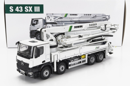 Nzg Mercedes benz Arocs 4542 Truck 4-assi 2018 - Autopompa Per Calcestruzzo Schwing S 43 Sx Iii - Cement Pump 1:50 Bílá Černá