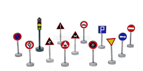 Officina-942 Accessories Segnali Stradali + Semaforo - Traffic Signs And Traffic-lights 1:76 /