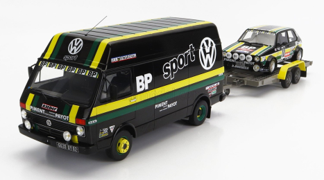 Otto-mobile Volkswagen Rally Set - Volkswagen Lt35 Van + Trailer + Golf Gti Mki Gr.2 Team Bp Racing Volkswagen Sport N 10 Rally Tour De France Automobile 1981 J.panciatici - P.thinnes 1:18 Černá Žlutá Zelená