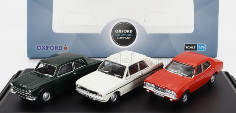 Oxford-models Ford england Set 3x Cortina Mki 1962 - Mkii 1967 - Mkiii 1973 1:76 Zelená Bílá Oranžová
