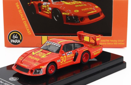 Paragon-models Porsche 935/78-81 3.2l Turbo Moby Dick Team Momo Penthouse N 30 100 Miles Laguna Seca 1981 Gianpiero Moretti 1:64 Červená Žlutá