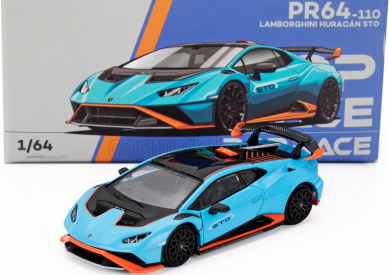 Pop-race-limited Lamborghini Huracan Sto Lp640-2 2021 1:64 Světle Modrá Oranžová
