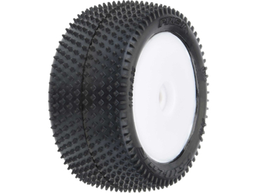 Pro-Line kolo 1:18, pneu Prism Carpet zadní, disk H8 bílý (2) (Losi Mini-B)