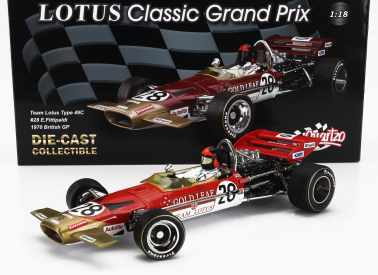 Quartzo Lotus F1  49c Ford Team Lotus N 28 British Gp 1970 Emerson Fittipaldi 1:18 Červená Bílá