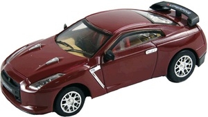 RC auto mini kovové - vínový Nissan