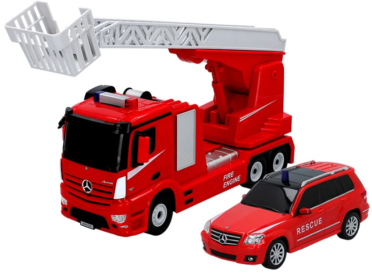 RC sada 2v1 hasičské vozy Mercedes-Benz 1:14 a 1:24
