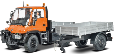 RC Unimog U300 s vozíkem, oranžová