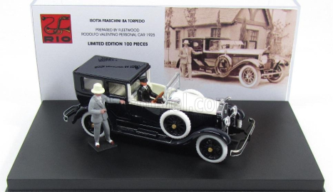 Rio-models Isotta fraschini 8a Torpedo By Fleetwood - Rodolfo Valentino Personal Car - With Figures 1925 1:43 Black Ivory