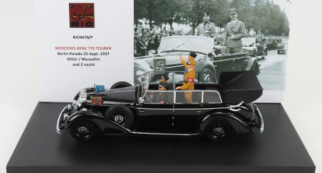 Rio-models Mercedes benz 770 Tourer Berlin Parade 25th September 1937 - With Figures Hitler Mussolini And 2x Nazists 1:43 Black