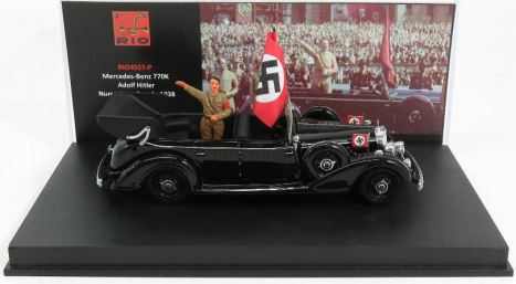 Rio-models Mercedes benz 770k Cabriolet Nuremberg Parade Hitler 1938 With Figure 1:43 Black