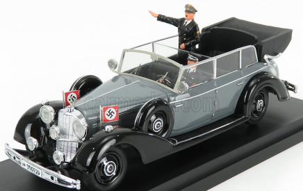 Rio-models Mercedes benz 770k Cabriolet Open 1942 With Hitler And Driver Figures 1:43 Šedá Černá