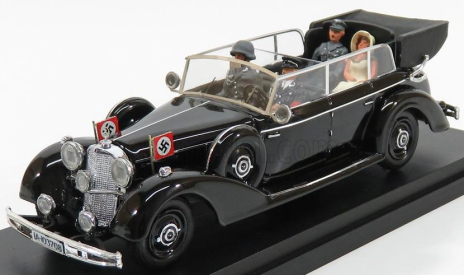 Rio-models Mercedes benz 770k Cabriolet With Adolf Hitler - Eva Braun - Ss Military - Graduated Driver - 1942 - Exclusive Carmodel 1:43 Military Black