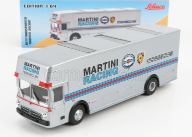 Schuco Mercedes benz O317 Truck Car Transporter Porsche Martini 1971 1:64 Silver