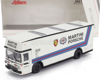 Schuco Mercedes benz O317 Truck Car Transporter Porsche Martini Racing 1968 1:64 Bílá Modrá