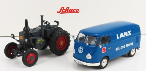 Schuco Volkswagen T1b Van Lanz Assistance + Bulldog Tractor 1956 1:32 Modrá Šedá