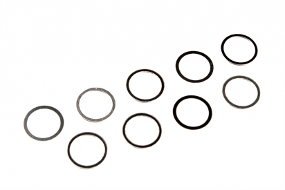 Shims/podložky (ocelové 1.4301/1.4310), 7x9x0,1mm (3), 7x9x0,25mm (3), 7x9x0,4mm (3)