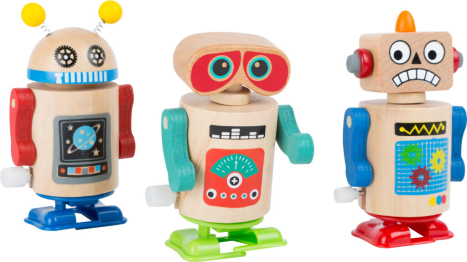 Small Foot Dřevěný natahovací robot 1ks modrá