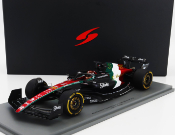 Spark-model Alfa romeo F1  C43 Team Stake N 77 Monza Italy Gp 2023 Valtteri Bottas 1:18 Černá Červená Bílá Zelená